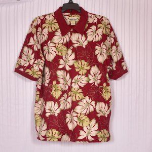 Paradise Cove Hawaiian Polo Shirt Leaves Men's Size Medium